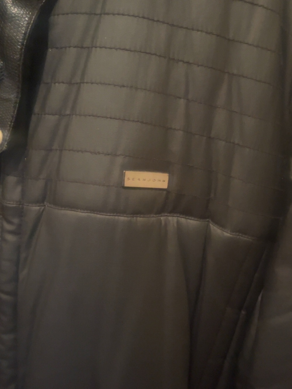 Sean John Black Quilted Puffer Jacket with Logo Plaque